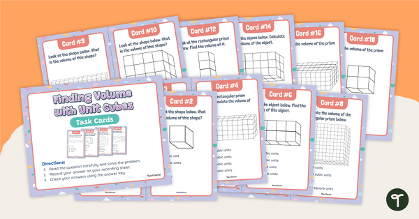 Go to Finding Volume with Unit Cubes – Task Cards teaching resource