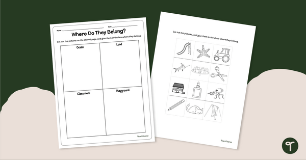 Go to Receptive Language Vocabulary — Cut and Sort Worksheet teaching resource