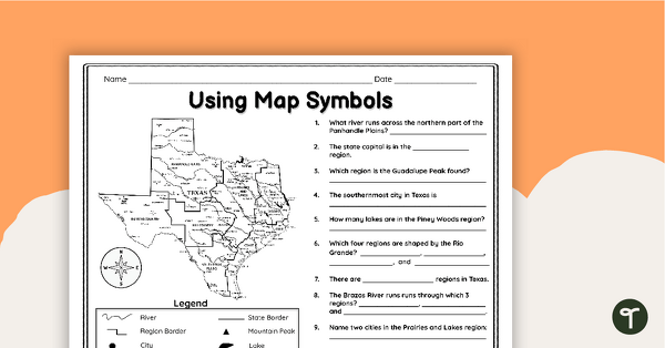 Go to Texas Map Symbols Worksheet teaching resource