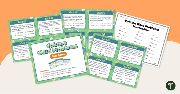 Volume Word Problems – Task Cards teaching resource