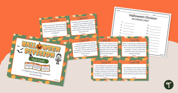 Go to Halloween Themed Division Word Problems - Task Cards teaching resource