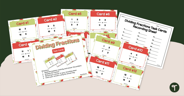Dividing Fractions - Task Cards teaching resource