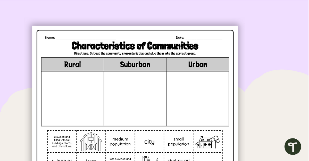 Cut and Paste: Characteristics of Communities teaching resource
