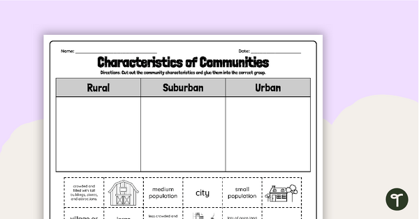 Cut and Paste: Characteristics of Communities | Teach Starter
