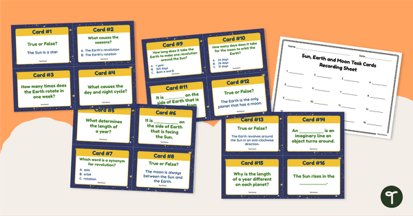 Go to Sun, Earth and Moon Task Cards teaching resource