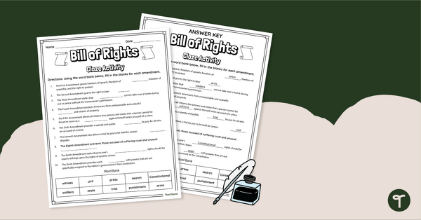 Go to The Bill of Rights Simplified - Cloze Passage teaching resource