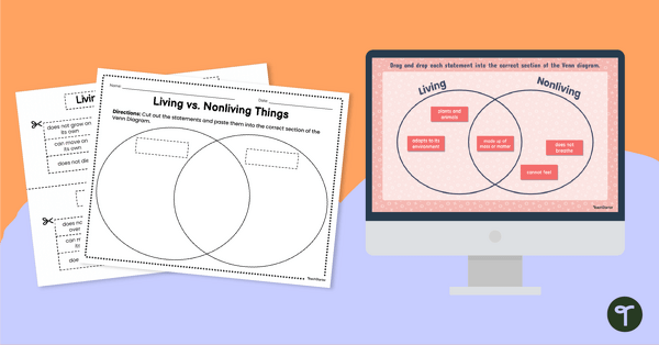 Go to Living vs. Nonliving Things - Interactive and Printable Sorting Activity teaching resource