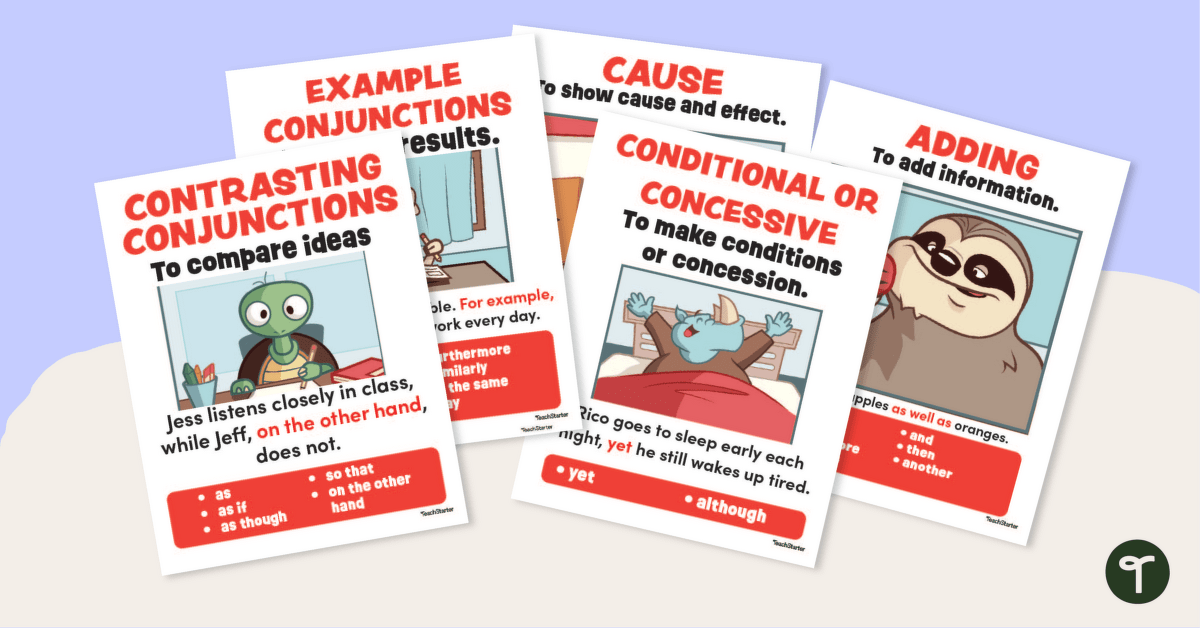 Sentence Conjunctions Posters for Lower Elementary Students teaching resource
