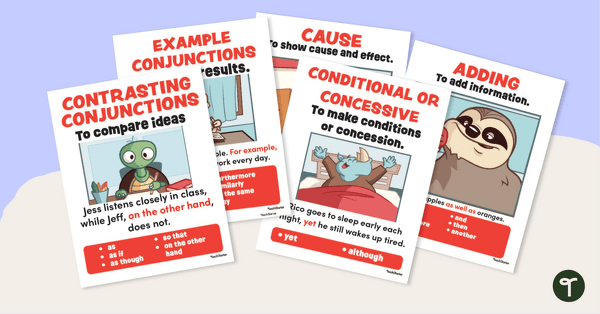 Image of Sentence Conjunctions Posters for Lower Elementary Students