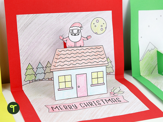 Pop Up Christmas Card Template – Santa Stuck in Chimney teaching resource