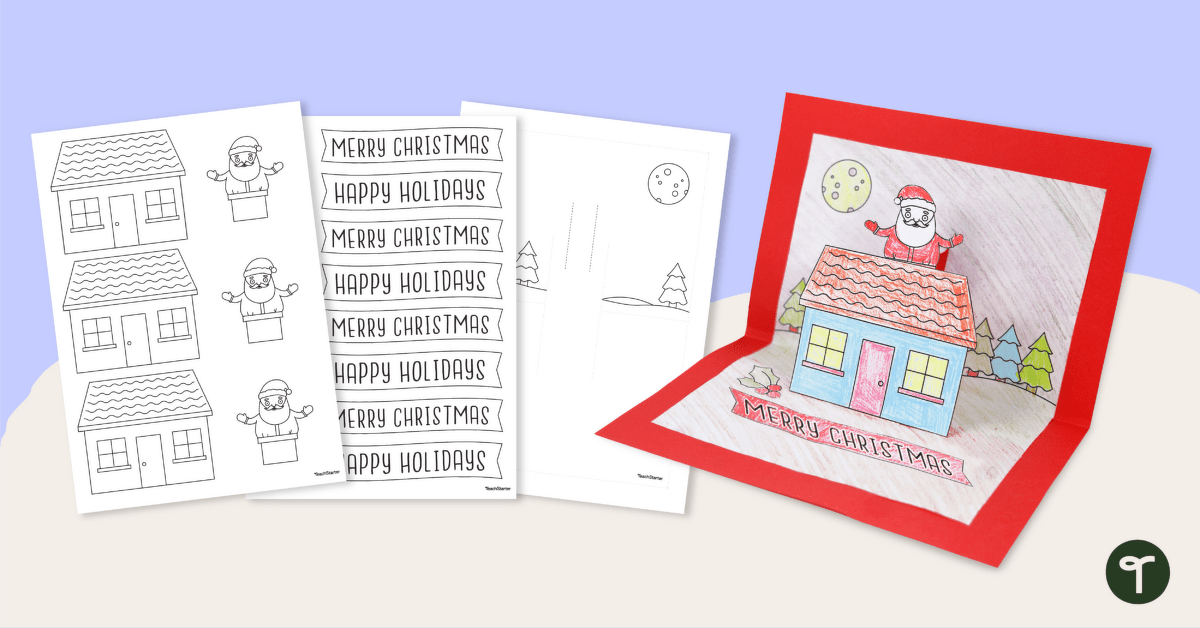Pop Up Christmas Card Template – Santa Stuck in Chimney teaching resource