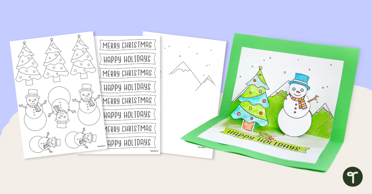 Christmas Pop Up Card Template – Snowman Printable teaching resource