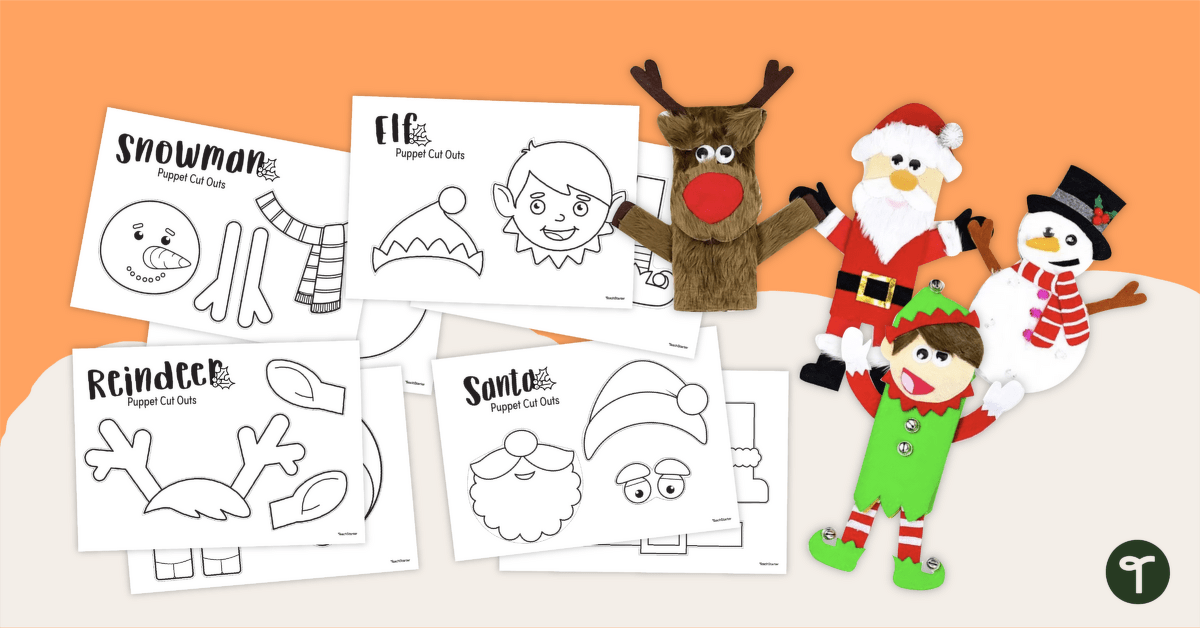 Paper Bag Puppets - Christmas Craft Activity teaching resource