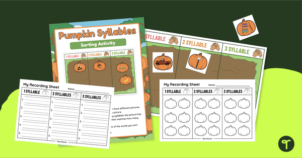 Pumpkin Syllables Sorting Center teaching resource