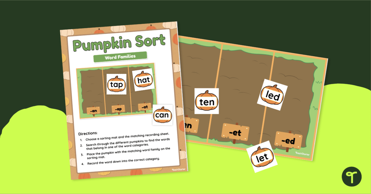 Word Family Pumpkin Sort teaching resource