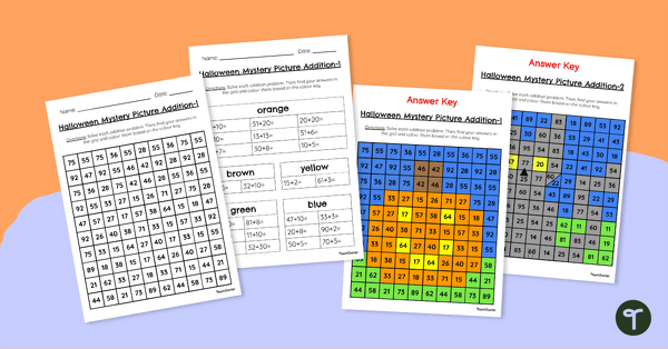 Go to 2-Digit Addition Colour by Number - Halloween Mystery Picture teaching resource