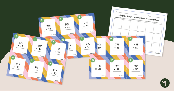 Image of 3-Digit by 2-Digit Multiplication Task Cards