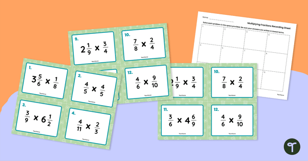 Multiplying Fractions Task Cards teaching resource