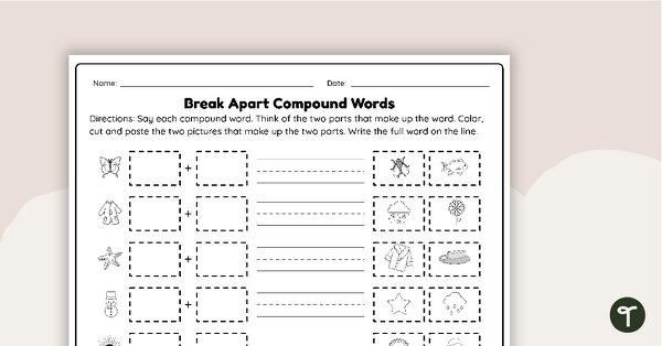 Compound Words Cut and Paste - Worksheet teaching resource