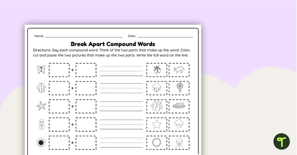 Image of Compound Words Cut and Paste - Worksheet