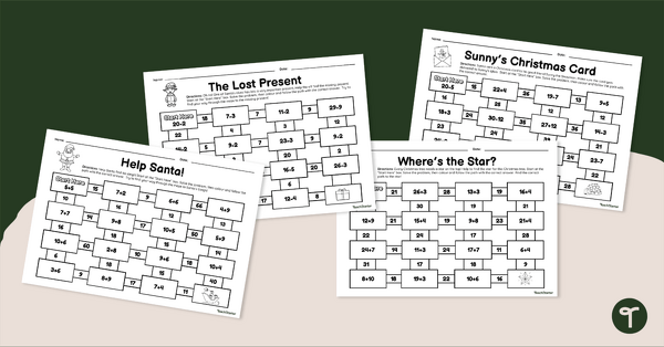 Go to Christmas Maths Mazes - Addition and Subtraction teaching resource