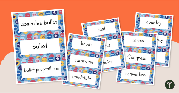 Go to Election Words - Election Vocabulary Word Wall Cards teaching resource