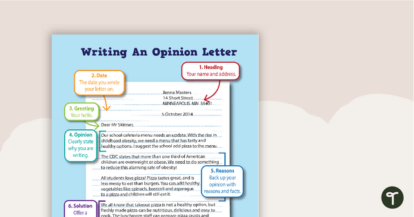 Go to Opinion Writing Anchor Chart - Letter Writing teaching resource