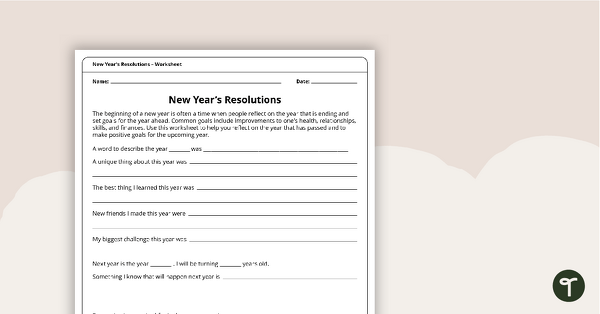 New Year's Resolution and Goal Setting Workbook - Upper Grades teaching resource