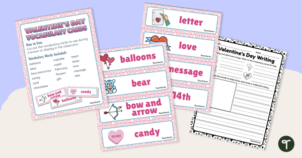 Go to Valentine's Day Vocabulary Cards and Writing Center teaching resource