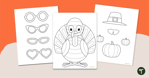 Image of Funky Turkey Thanksgiving Craft Template