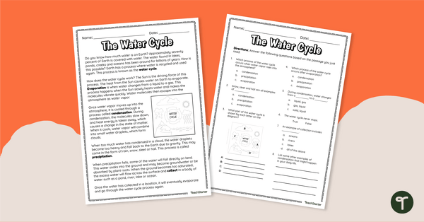 Image of The Water Cycle – Reading Comprehension Worksheet