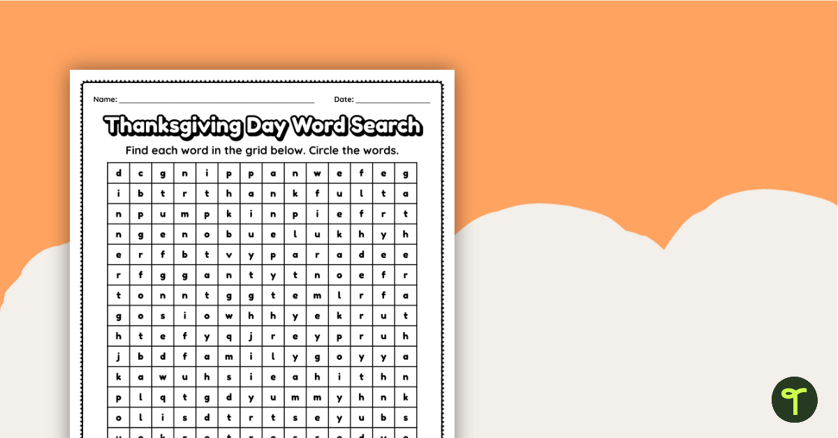 Thanksgiving Word Search teaching resource
