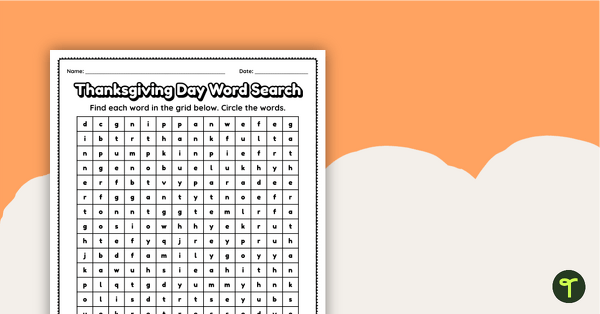 Thanksgiving Word Search teaching resource