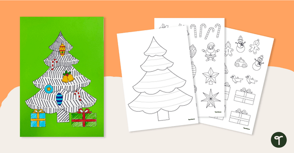 Funky Christmas Tree Craft Template teaching resource