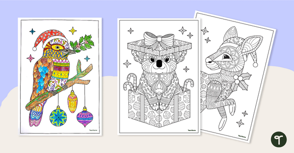 Go to Australian Animals Christmas Mindful Colouring Pages teaching resource