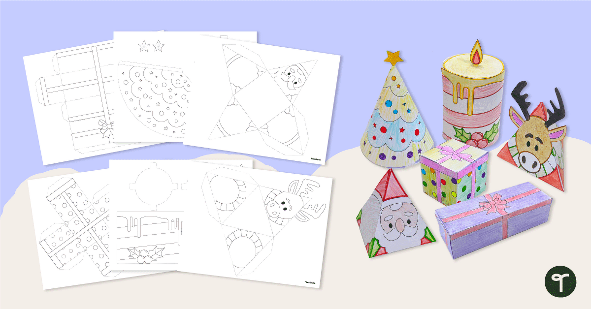 Nets of 3-D Shapes - Christmas Ornaments Printable teaching resource