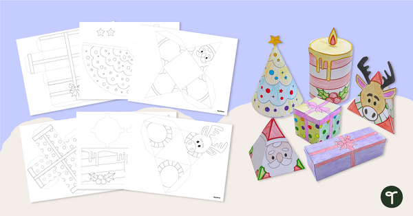 Go to Nets of 3-D Shapes - Christmas Ornaments Printable teaching resource