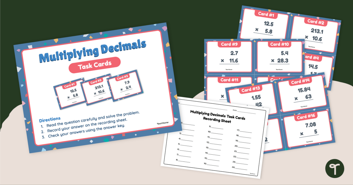 Multiplying Decimals Task Cards teaching resource