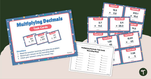 Go to Multiplying Decimals – Task Cards teaching resource
