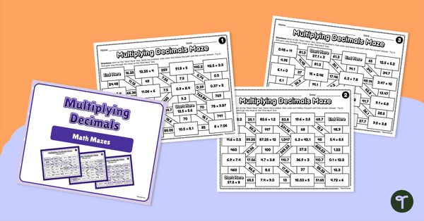 Go to Multiplying Decimals Math Mazes teaching resource