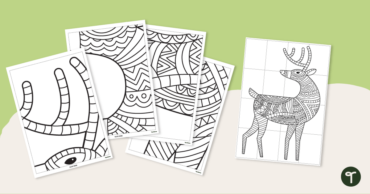 Whole-Class Coloring Sheet - Reindeer teaching resource