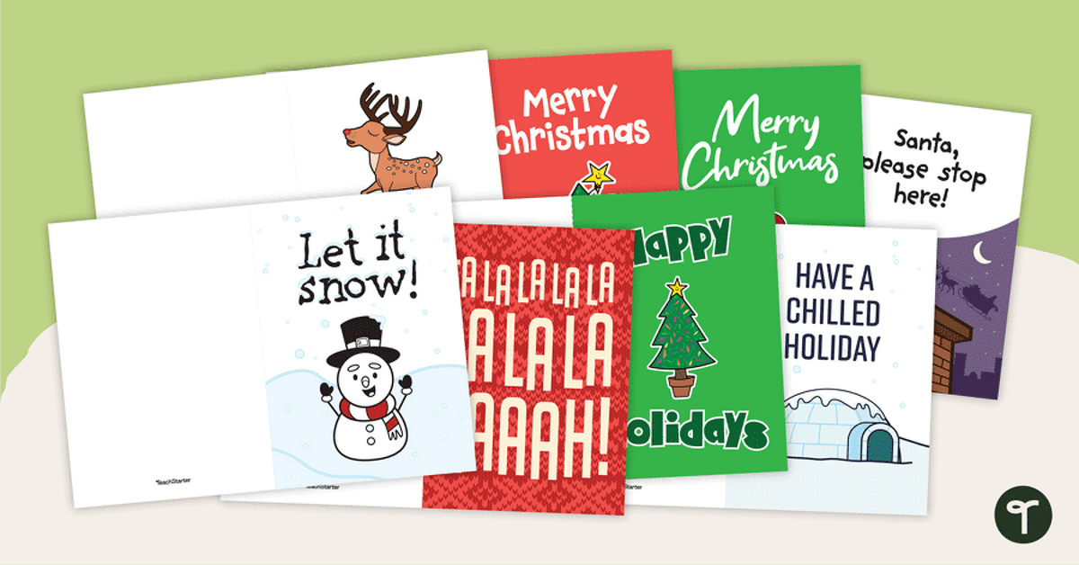 Printable Christmas Card Templates for Kids teaching resource