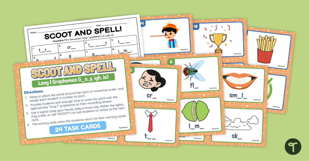 Spelling Long I Words - SCOOT! Task Cards teaching resource