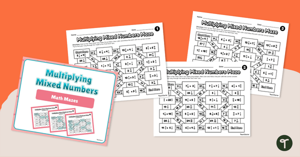 Multiplying Mixed Numbers – Math Mazes teaching resource
