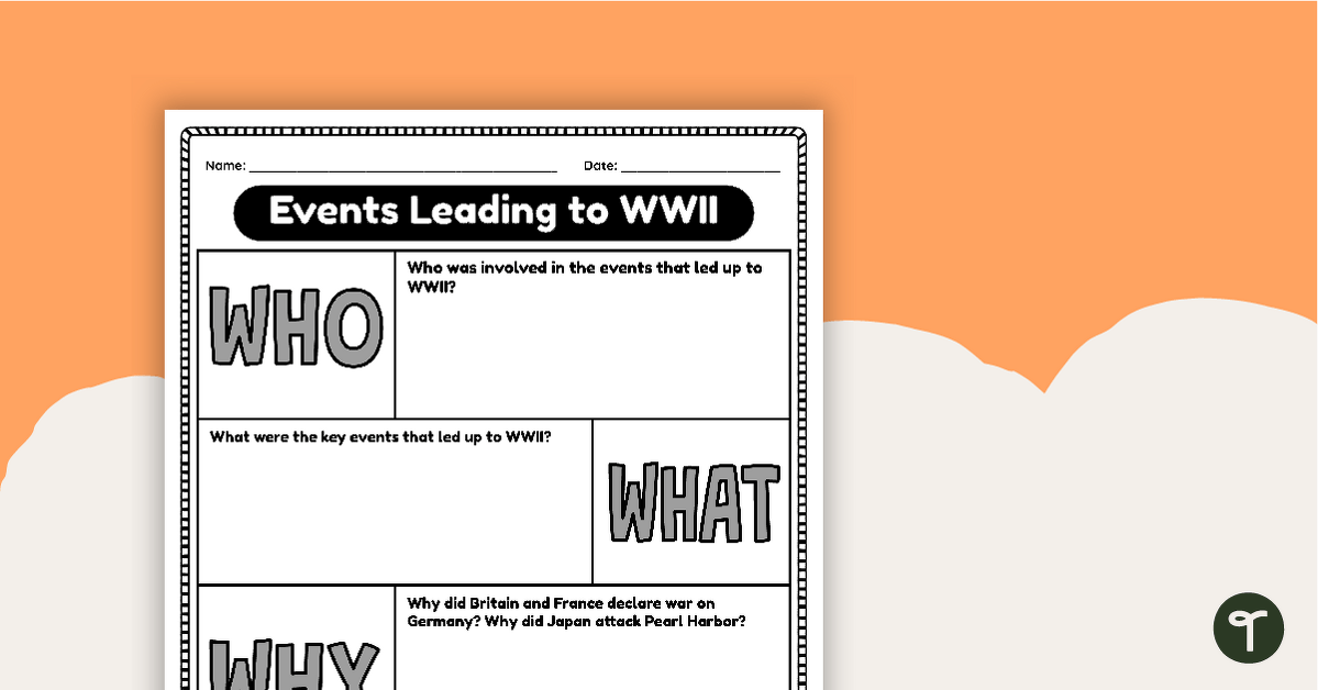 Events Leading to WWII - Note Taking Template teaching resource