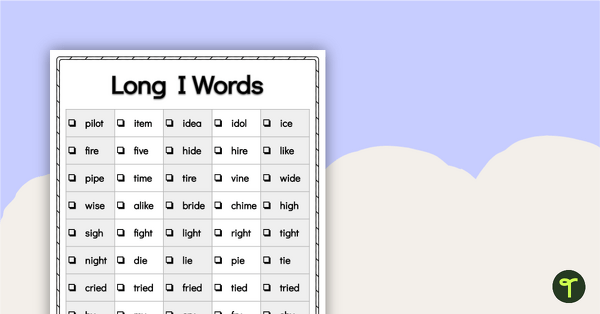 Go to Word Study List - Long I Words teaching resource