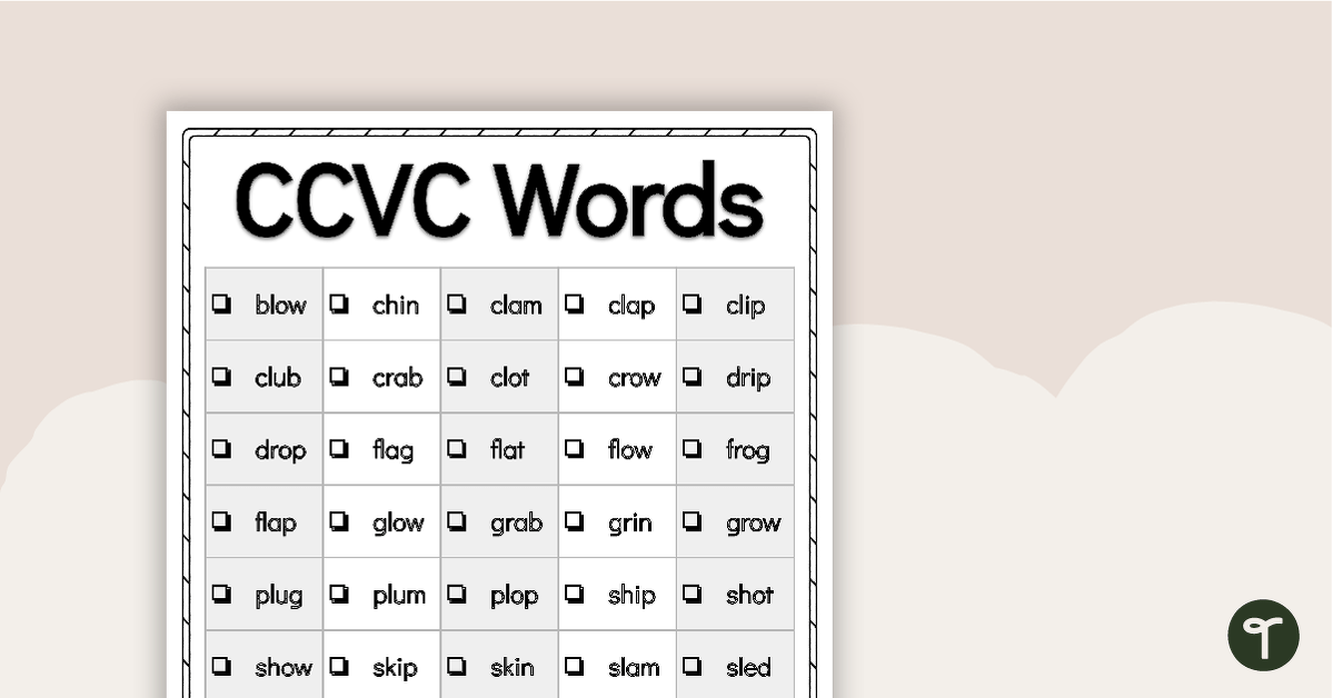 Word Study List - CCVC Words teaching resource