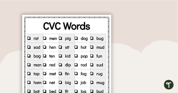 CVC Word List teaching resource