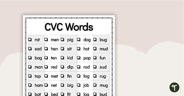 CVC Word List Teach Starter