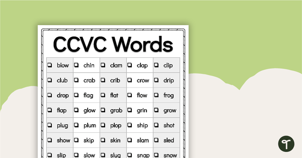 Word Study List - CCVC Words teaching resource